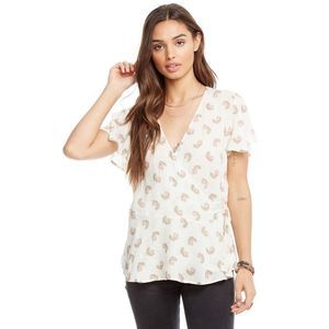 Chaser Heirloom Gauze Flutter Sleeve Wrap Top S